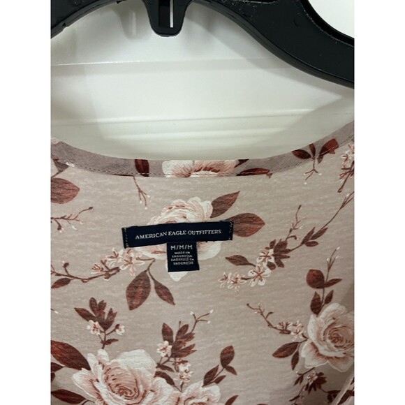 American Eagle Smocked Blouse Floral Peasant Pink Sz M Cottage Coquette Core - Picture 8 of 9